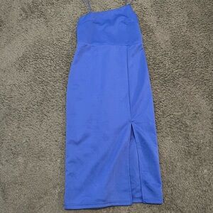 Elegant Blue Women's Dress with Slit